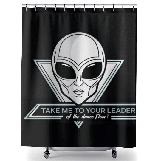 Take Me To Your Leader Alien Rave Retro 2000s Y2K Shower Curtains