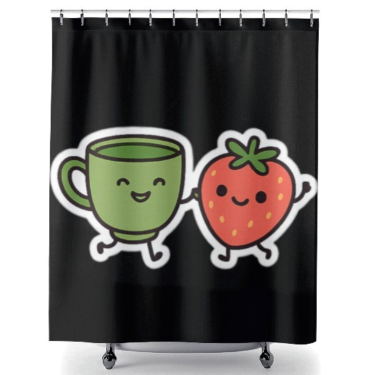 Matcha & Berry Besties Shower Curtains
