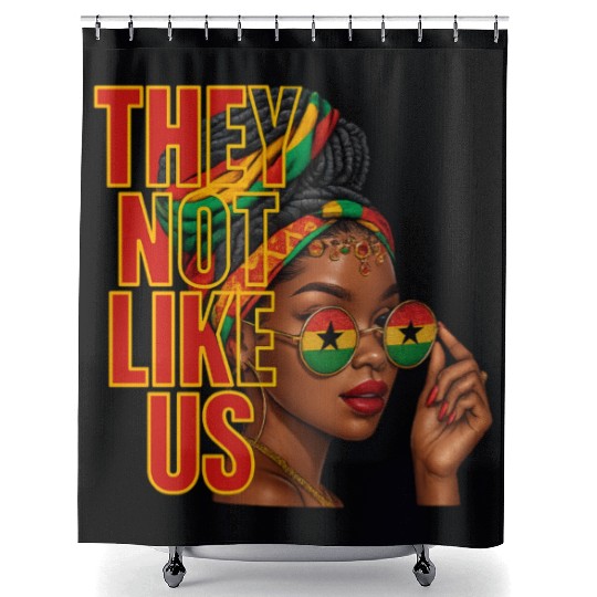 They Not Like Us Afro Queen Shower Curtains