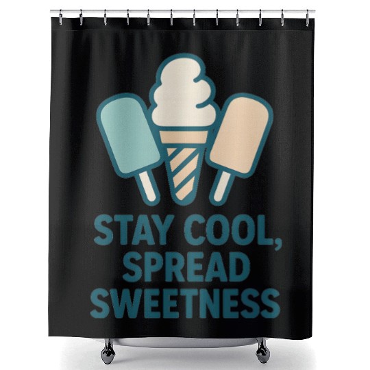 Stay Cool, Spread Sweetness Cute Ice Cream Cone Shower Curtains