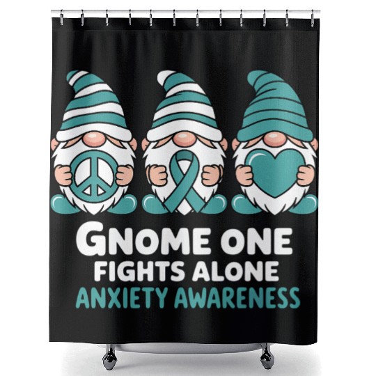 Anxiety Awareness Gnome One Fights Alone Wear Shower Curtains
