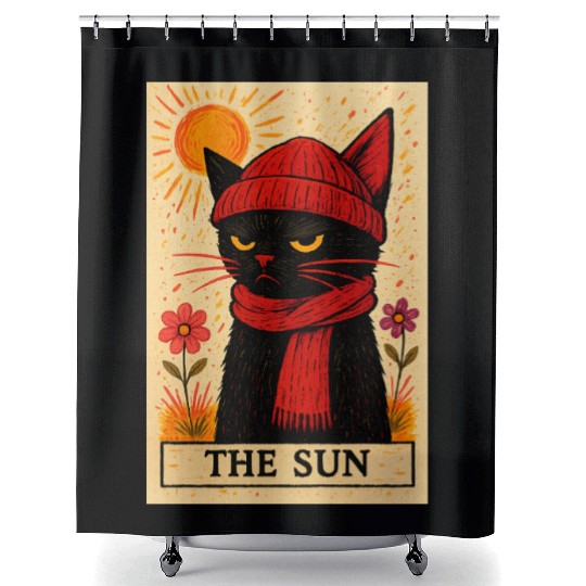 Grumpy Cat Tarot Card The Sun Shower Curtains