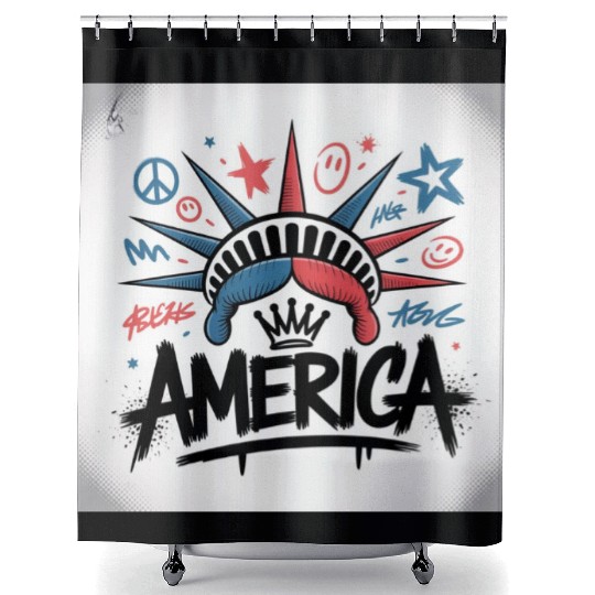 Statue of Liberty USA Graffiti Zero Limit Brand Shower Curtains