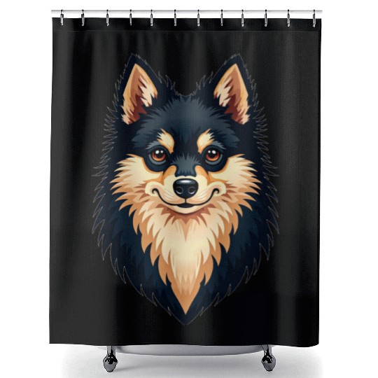 “Pomeranian” – Bold & Beautiful Dog Illustration Shower Curtains