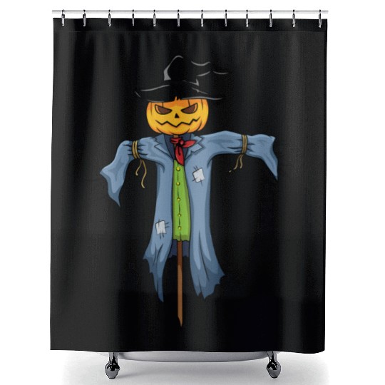 spooky scarecrow Shower Curtains