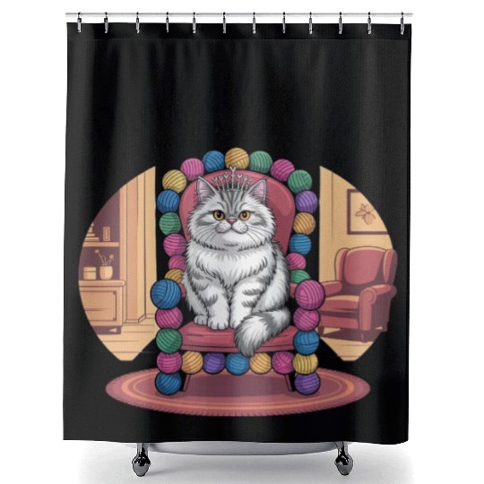 Purrfectly Royal – Ruler of the Living Room Shower Curtains
