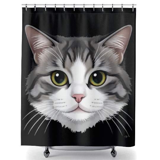 Realistic Cat Face – Feline Charm in Every Detail Shower Curtains