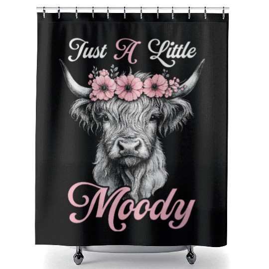 Highland Cow Just A Little Moody Funny Farm Farmer Shower Curtains