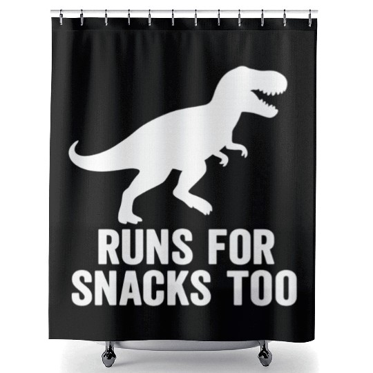 T rex runs for snacks too Shower Curtains