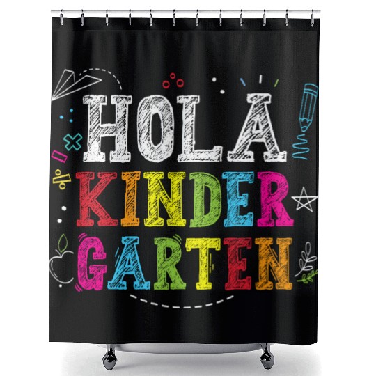 Hola Kindergarten Spanish Teacher Back to School Shower Curtains