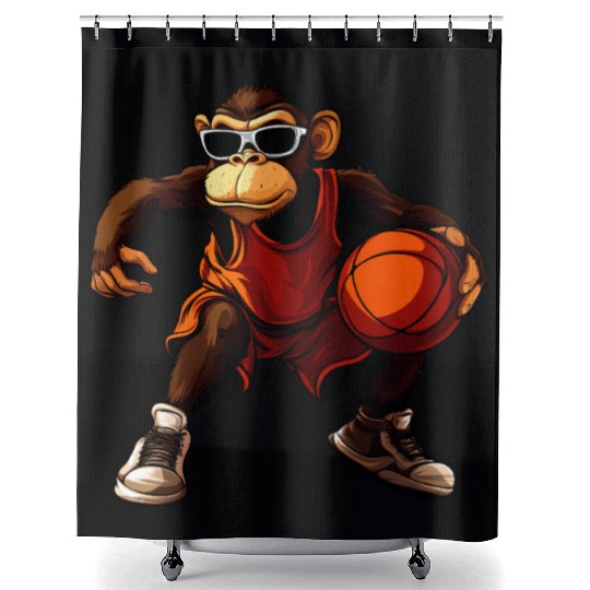 Monkey basketball Shower Curtains