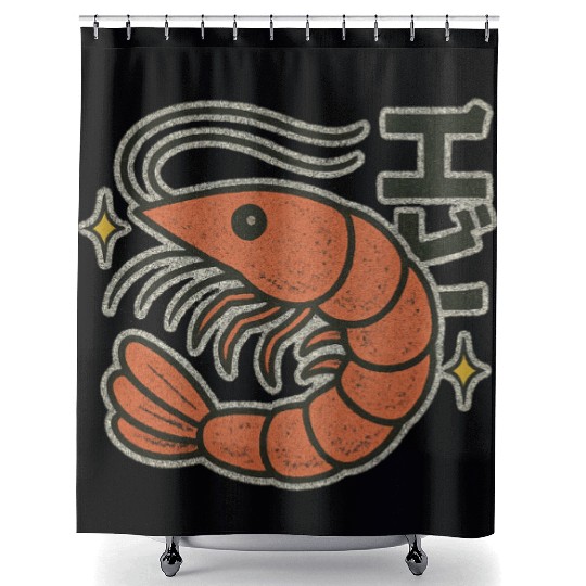 Kawaii Shrimp Japanese Shower Curtains