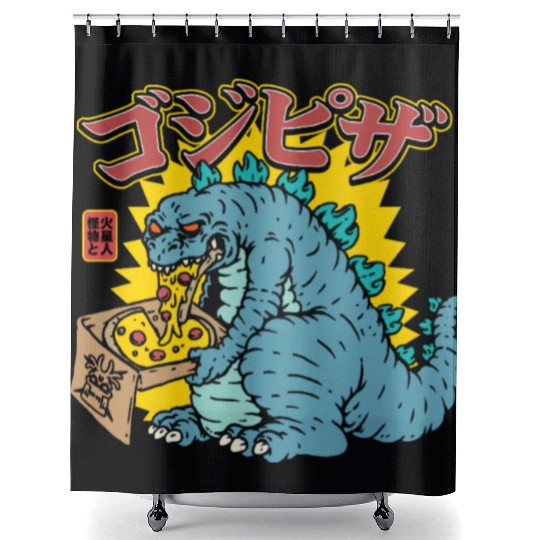 Kaiju Pizza Cravings Shower Curtains