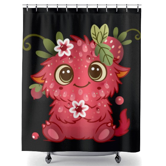 Cute Monster in Raspberry Design Shower Curtains