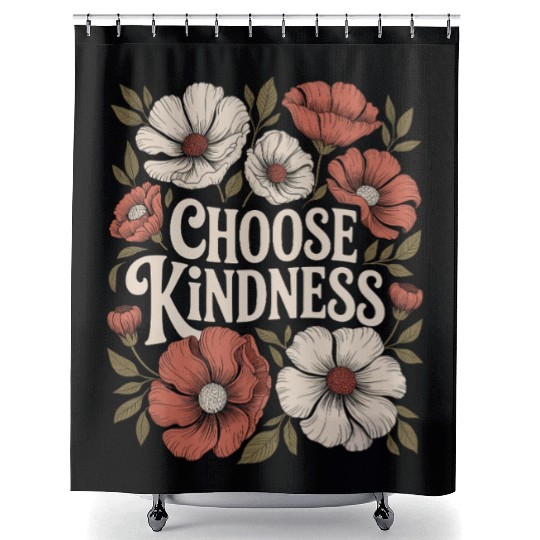 Choose Kindness Boho Flower Vintage Positivity Shower Curtains