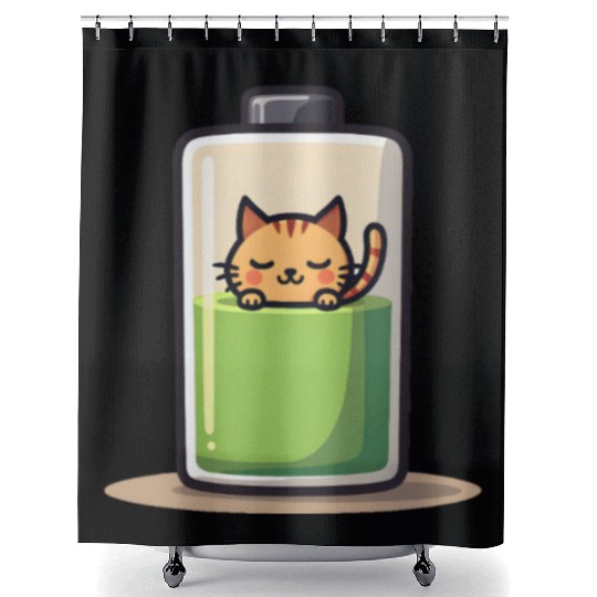 Cat Nap Battery Shower Curtains