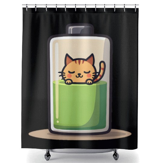 Cat Nap Battery Shower Curtains