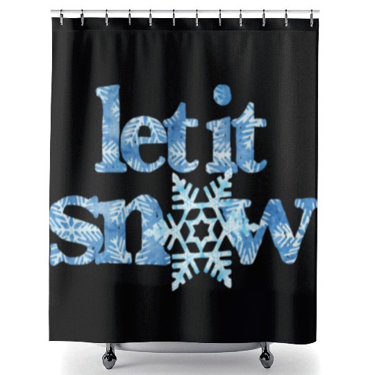 LET IT SNOW blue snowflakes winter wonderland xmas Shower Curtains