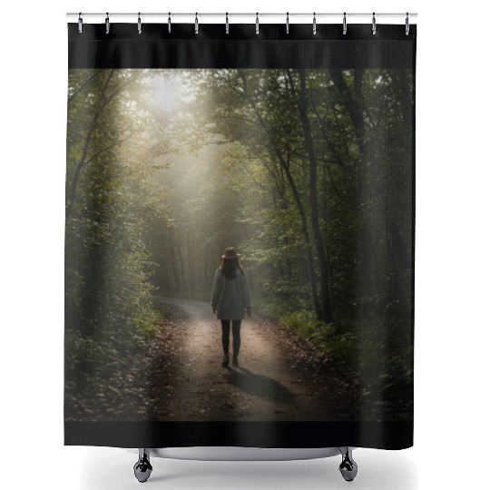 Enchanted Forest Path Illustration Shower Curtains