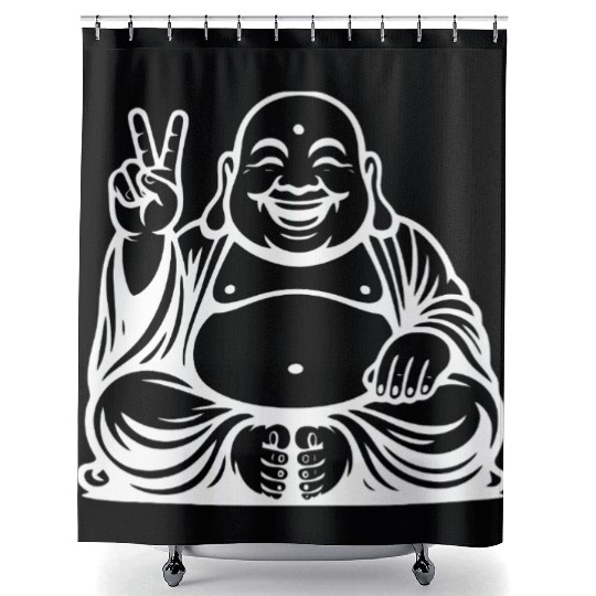 Joyful Buddha Peace Symbol Design Shower Curtains