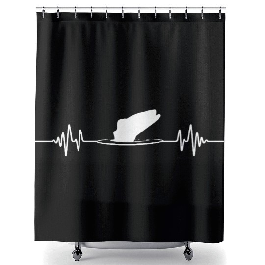 Fishing Heartbeat EKG Fish Jump Shower Curtains