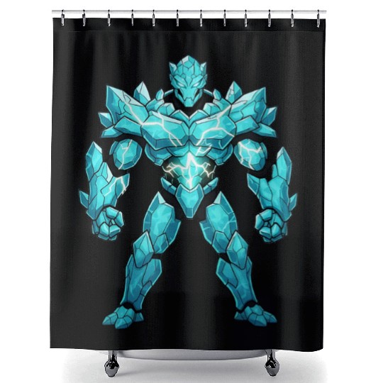 Crystal Golem Cartoon Shower Curtains