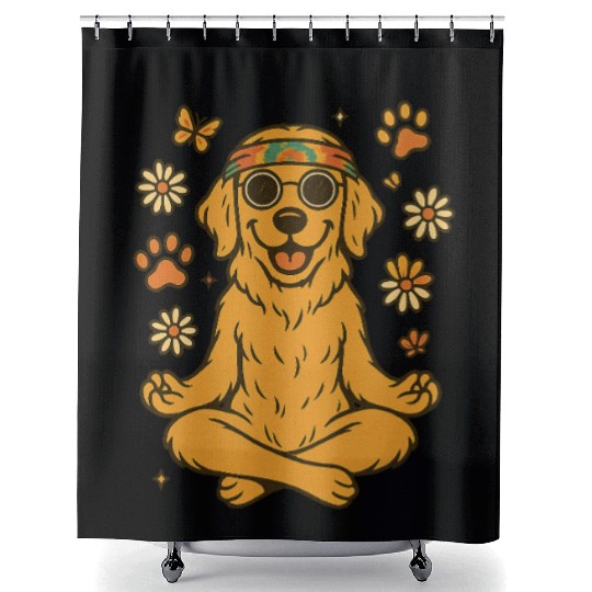 Peaceful Golden Retriever – Boho Vibes Shower Curtains