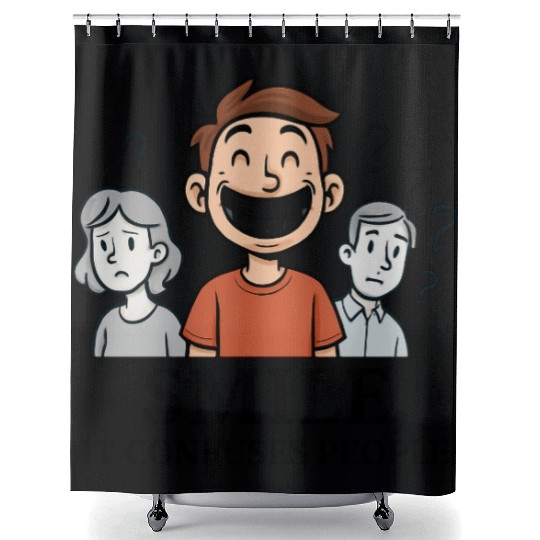 Joyful Smile Motivational Illustration Shower Curtains