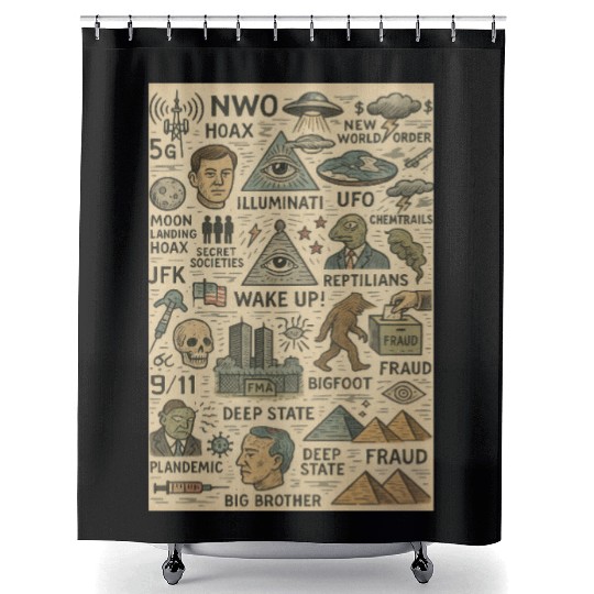 Vintage Conspiracy Theory Icons Shower Curtains