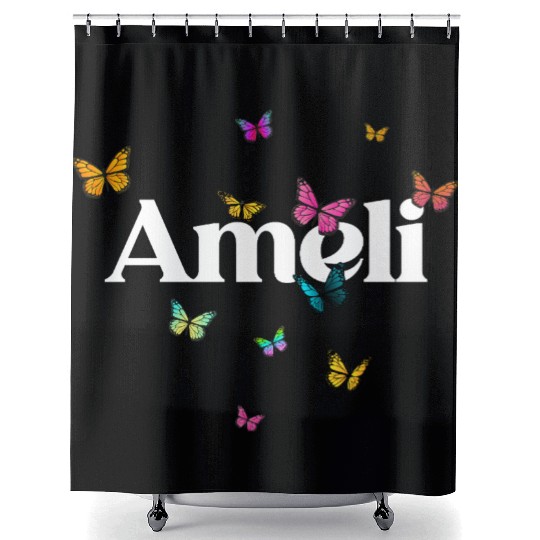 AMELI - beautiful girl name with cute butterflies Shower Curtains
