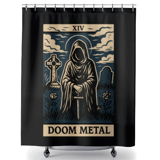 Dooom Metal Tarot Card – Shadows, Sorcery & Solitud Shower Curtains