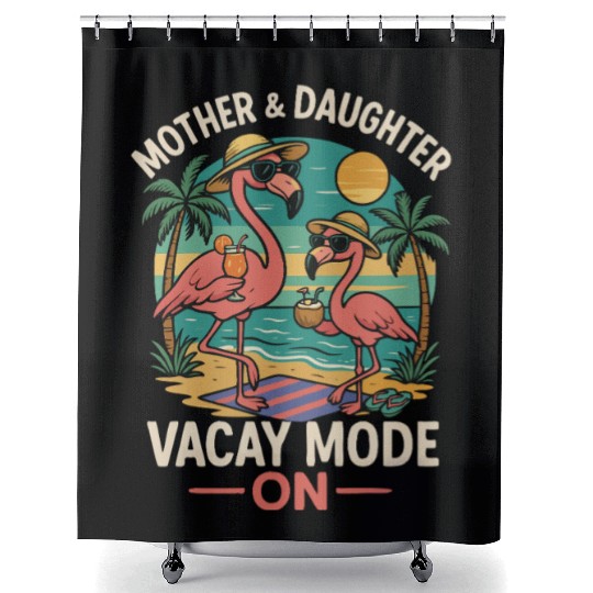Mother and Daughter Vacation Mode Design Shower Curtains