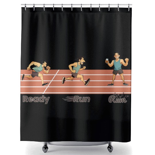 Runners Race Day, Daily Training, Ready Run Rum Shower Curtains