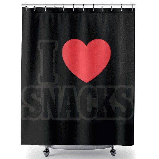 I Love Snacks Heart Graphic Shower Curtains