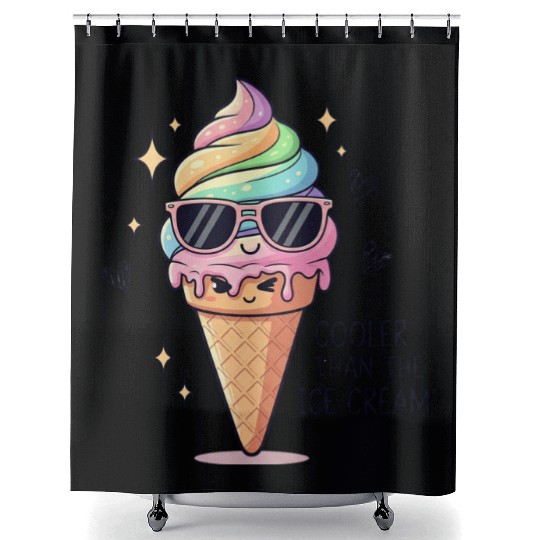 Cooler Than Ice Cream Pun Shower Curtains