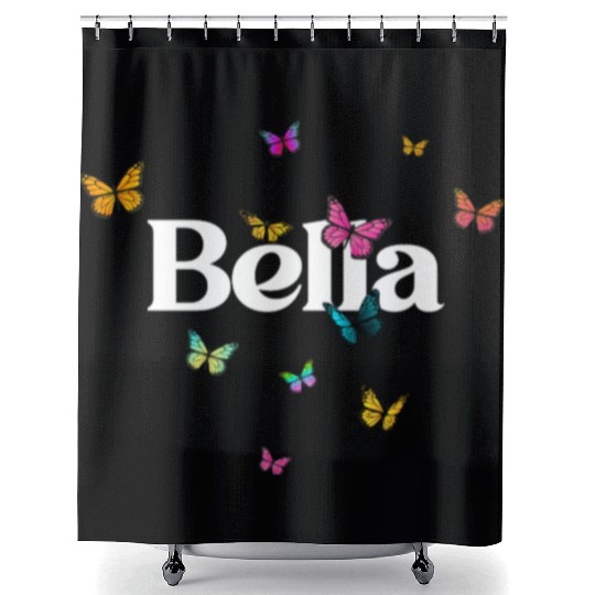BELLA - beautiful girl name with cute butterflies Shower Curtains