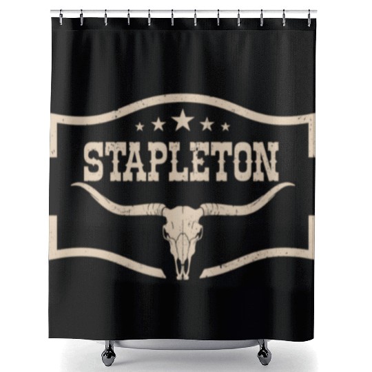Classic Stapleton Cow Name Vintage Bull Skull Shower Curtains