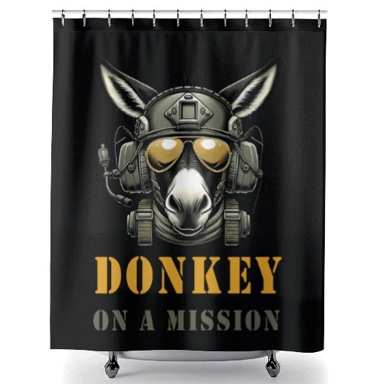 Donkey In Mission Military Shower Curtains