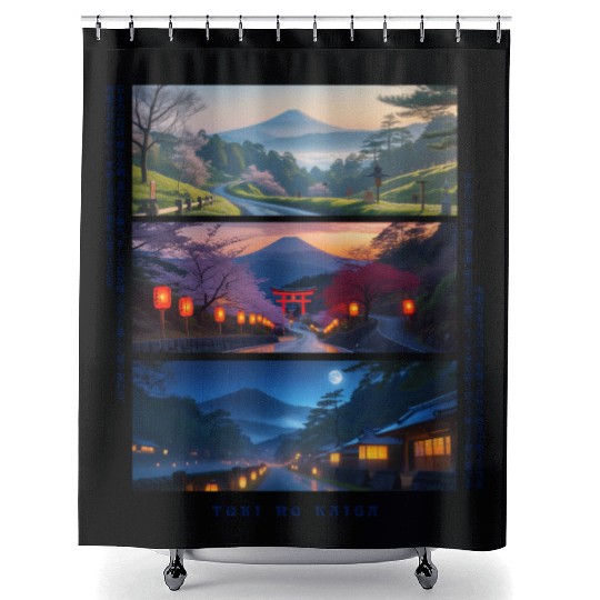 003 - Serene Mount Fuji Nightscapes Shower Curtains