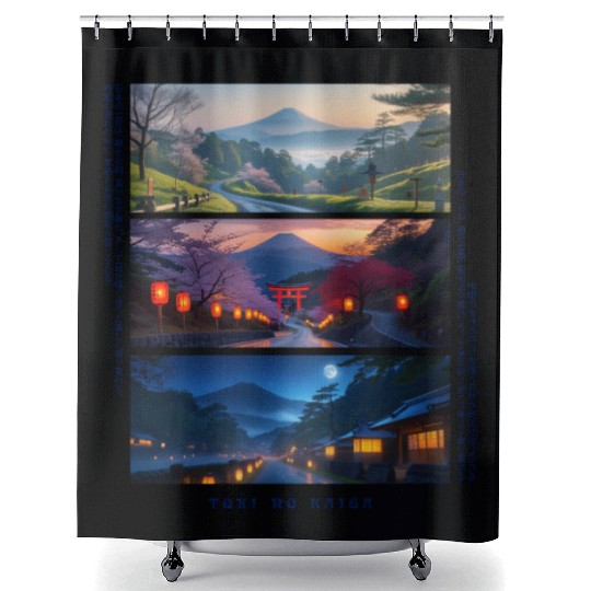 003 - Serene Mount Fuji Nightscapes Shower Curtains