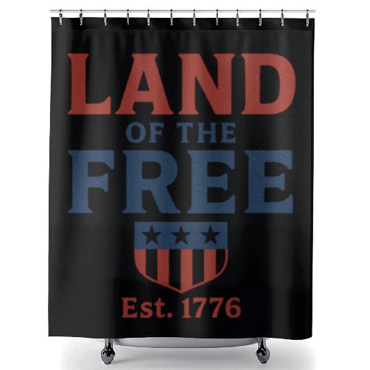 Land of the Free Patriotic Badge Shower Curtains