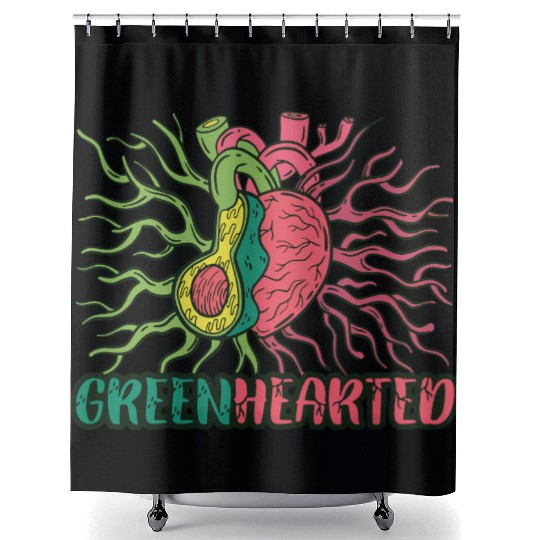 Greenhearted Avocado Heart Shower Curtains
