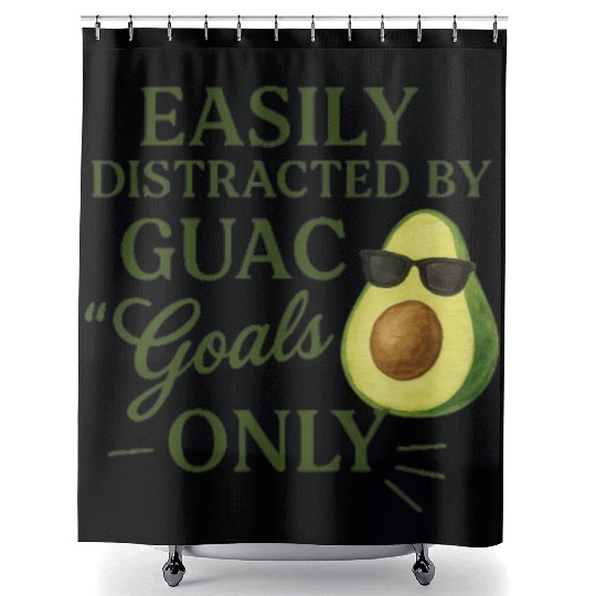 easily distracted by guac goals only AI 1 Shower Curtains
