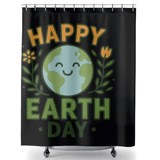 Happy Earth Day Eco-Friendly Design Shower Curtains