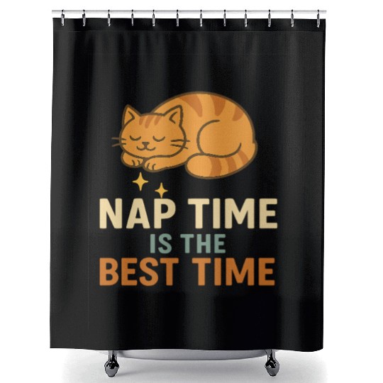 Cute Sleeping Cat Nap Time Design Shower Curtains