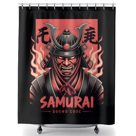 Fire Oni Samurai – Warrior Spirit Art Shower Curtains