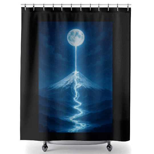 Lunar River Flowing Down Shower Curtains