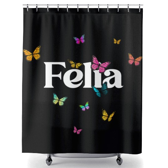 FELIA - beautiful girl name with cute butterflies Shower Curtains