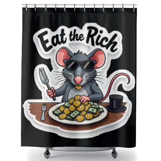 Eat the Rich Rat – Street Rebellion Shower Curtains