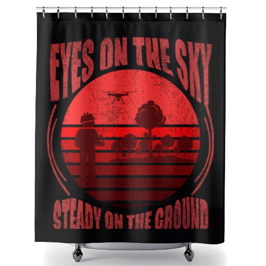 EYES ON THE SKY, MAP DRONE Shower Curtains